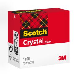 Scotch Taśma Samoprzylepna Crystal Clear (600), W Pudełku 19Mmx33M, Transparentna