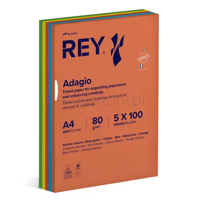 Rey Adagio Papier Ksero A4, 80Gsm, Mix Kolorów Intens, *Ryada080X906 R200, 5X100 Ark. 