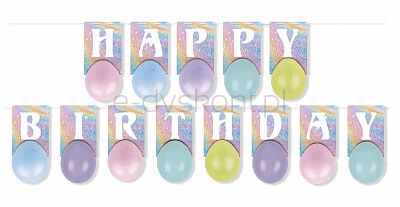 Part Go Girlanda Happy Birthday, 3m, mix kolorów