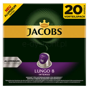 Jacobs Kawa Mielona Lungo Intenso 8  W Kapsułkach 20 Szt, 104 G