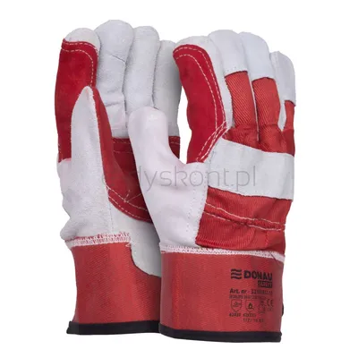 Rękawice Robocze Donau Safety, Dwoina Bydlęca, Rozm. 10,5/Xl, Szaro-Czerwone