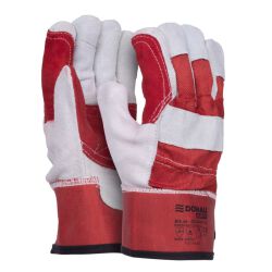 Rękawice Robocze Donau Safety, Dwoina Bydlęca, Rozm. 10,5/Xl, Szaro-Czerwone