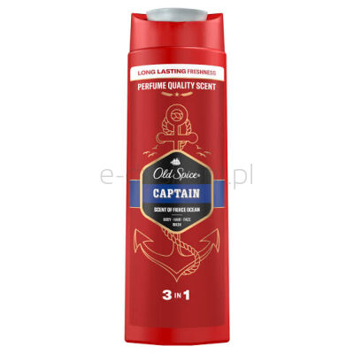 Old Spice Męski Płyn Do Kąpieli Żel Pod Prysznic I Szampon 3 W 1 Captain 400Ml