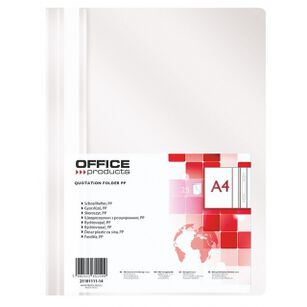 Skoroszyt Office Products, Pp, A4, Miękki, 100/170Mikr., Biały