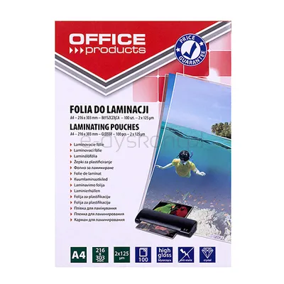 Office Products Folia Do Laminowania, A4, 2x125mikr., błyszcząca, 100szt., transparentna 