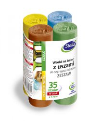 Stella Worki z uszami do segregacji odpadów, zestaw, 35 l, 4x10 szt., mix