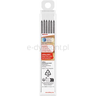 Wymienne Wkłady E-8881 Edding Do Ołówka E-8880, 6 Szt., Grafitowe