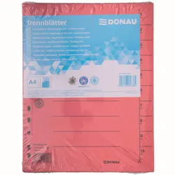 Donau Przekładka karton A4, 235x300mm, 1-10, 1 karta, czerwona