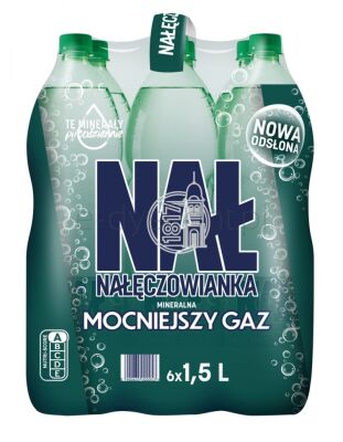 Nałęczowianka Woda Naturalna Mineralna Mocniejszy Gaz Gazowana 1,5 L SK