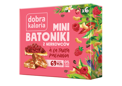 Batoniki Mini Z Nerkowców A'La Tarta Malinowa (6 X 17 G) 102 G - Dobra Kaloria [BIO]