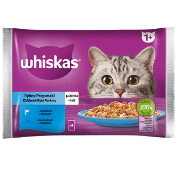 Whiskas Rybne Przysmaki 1+ Galaretka Z ŁoSosiem I Z Tuńczykiem 340 G (4X85 G)