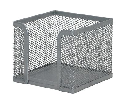 Q-Connect Pojemnik na karteczki Office Set, metalowy, srebrny