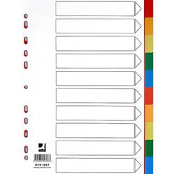 Q-Connect Przekładki PP, A4, 225x297mm, 10+1 kart, mix kolorów