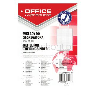 Office Products Wkład do segregatora A4, w kratkę, 50 kart., biały [BIURO]