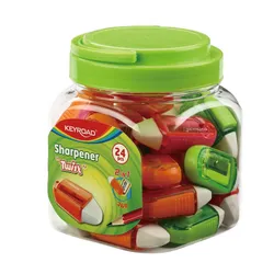 Keyroad Temperówka plastikowa z gumką, Twist, pojedyńcza, w plastikowej tubie