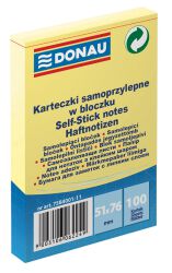 Donau Bloczek samoprzylepny 51X76Mm, 1X100 Kart., Jasnożółty