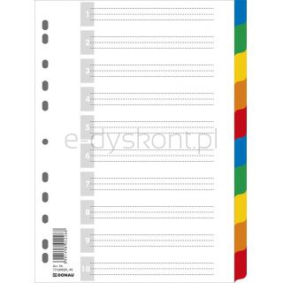 Donau Przekładki PP, A4, 225x297mm, 10+1 kart, mix kolorów