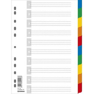 Przekładki DONAU, PP, A4, 225x297mm, 10+1 kart, mix kolorów