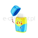 Temperówka plastikowa KEYROAD Hello, z gumką, podwójna, z pojemnikiem, blister, mix kolorów - 5