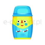 Temperówka plastikowa KEYROAD Hello, z gumką, podwójna, z pojemnikiem, blister, mix kolorów - 2