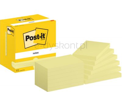 Post-It Bloczek Samoprzylepny 76X127Mm, 12X100 Kart., Żółty
