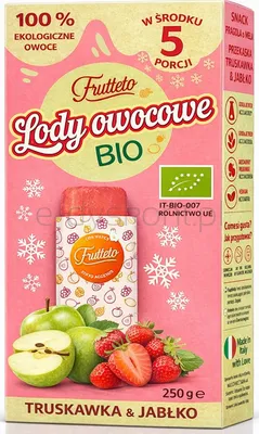 Lody do zamrażania truskawka-jabłko 100% owoców BIO 5 x 50 g