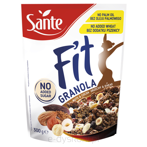 Fit Granola Orzechy Kakao Bez Dodatku Cukru 300G Sante