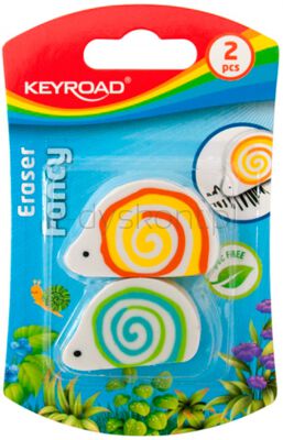 Keyroad Gumka uniwersalna Ślimak, 2szt., blister, mix kolorów [BIURO]