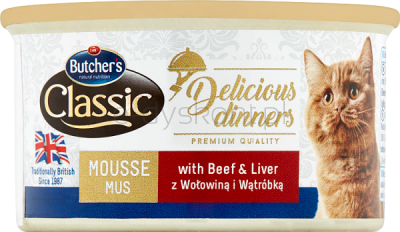 Butcher's Delicious Dinners Cat Z Wołowiną I Wątróbką Mus 85G