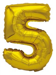 Part Go Balon foliowy cyfra 5, 80cm, złoty