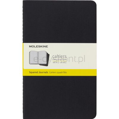 Zestaw 3 Zeszytów Moleskine Cahier Journals L (13x21cm) w kratkę, 80 strony, czarny