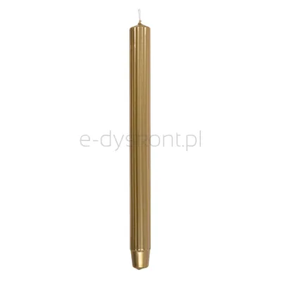 Świeca Stołowa Długa Ryflowana Donau Home, Lakierowana, 25X300 Mm, 4 Szt., Złota
