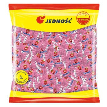 Jedność Karmelki nadziewane o smaku truskawkowo-śmietankowym 1kg