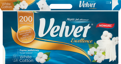 Velvet White Cotton 8Rol
