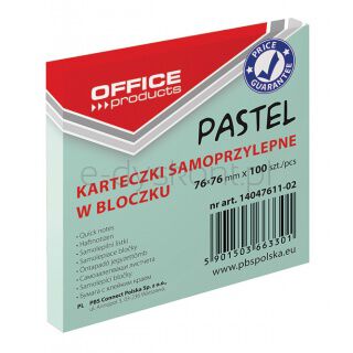Office Products Bloczek Samoprzylepny76x76mm, 1x100 kart., pastel, zielony