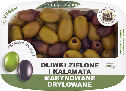 Lyrakis Family Oliwki Zielone I Kalamata Marynowane - Drylowane / Fresh Pack 200G 