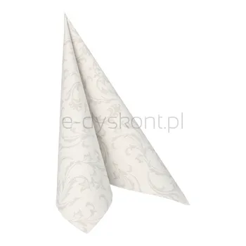 Serwetki, "ROYAL Collection", składane w 1/4, 40 cm x 40 cm, białe, "Damascato", 50szt,