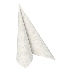 Serwetki, "ROYAL Collection", składane w 1/4, 40 cm x 40 cm, białe, "Damascato", 50szt,