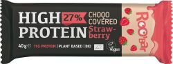 Roobar Baton proteinowy truskawkowy w polewie z różowej czekolady, bezglutenowy BIO 40 g