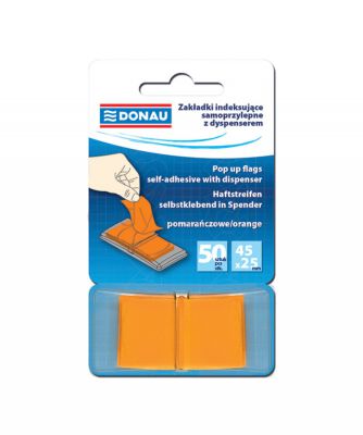 Donau Zakładki Indeksujące Pp, 25X45Mm, 1X50 Kart., Pomarańczowe 