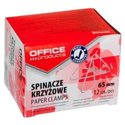 Office Products Spinacze krzyżowe  65mm, 12szt., srebrne