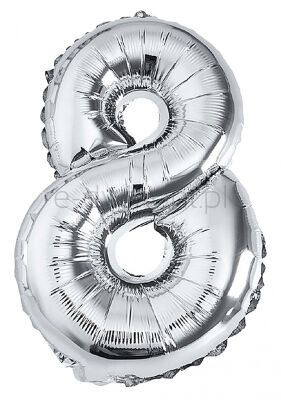 Part Go Balon foliowy cyfra 8, 80cm, srebrny