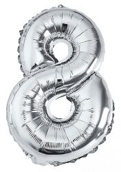 Part Go Balon foliowy cyfra 8, 80cm, srebrny