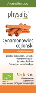 Olejek Eteryczny Cynamonowiec Cejloński Bio 5 Ml - Physalis [BIO]