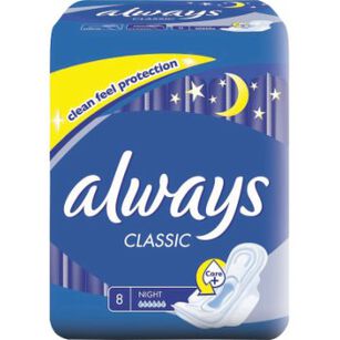 Always Podpaski Ze Skrzydełkami Classic Night 8 Sztuk