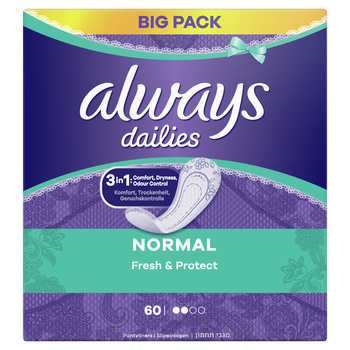 Always Wkładki Higieniczne Dailies Normal Fresh  Protect Fresh 60 Sztuk