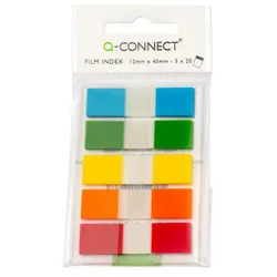 Q-Connect Zakładki indeksujące PP, 12x45mm, 100 kart., zawieszka, mix kolorów