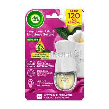 Air Wick Elektryczny Odświeżacz Powietrza Księżycowa Lilia Otulona Satyną 19 ml Komplet