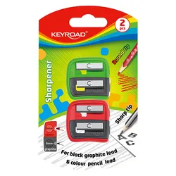 Keyroad Temperówka plastikowa, podwójna, 2 szt., blister, mix kolorów