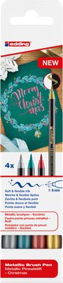 Edding Pisak metaliczny z końcówką pędzelkową e-1340 zestaw Xmas, 4szt.